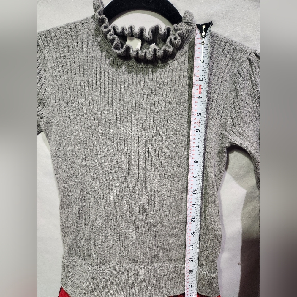 Gap Kids Red Black Buffalo Check Plaid Dress Ribbed Gray Sweater Medium‎ Holiday - Picture 5 of 6